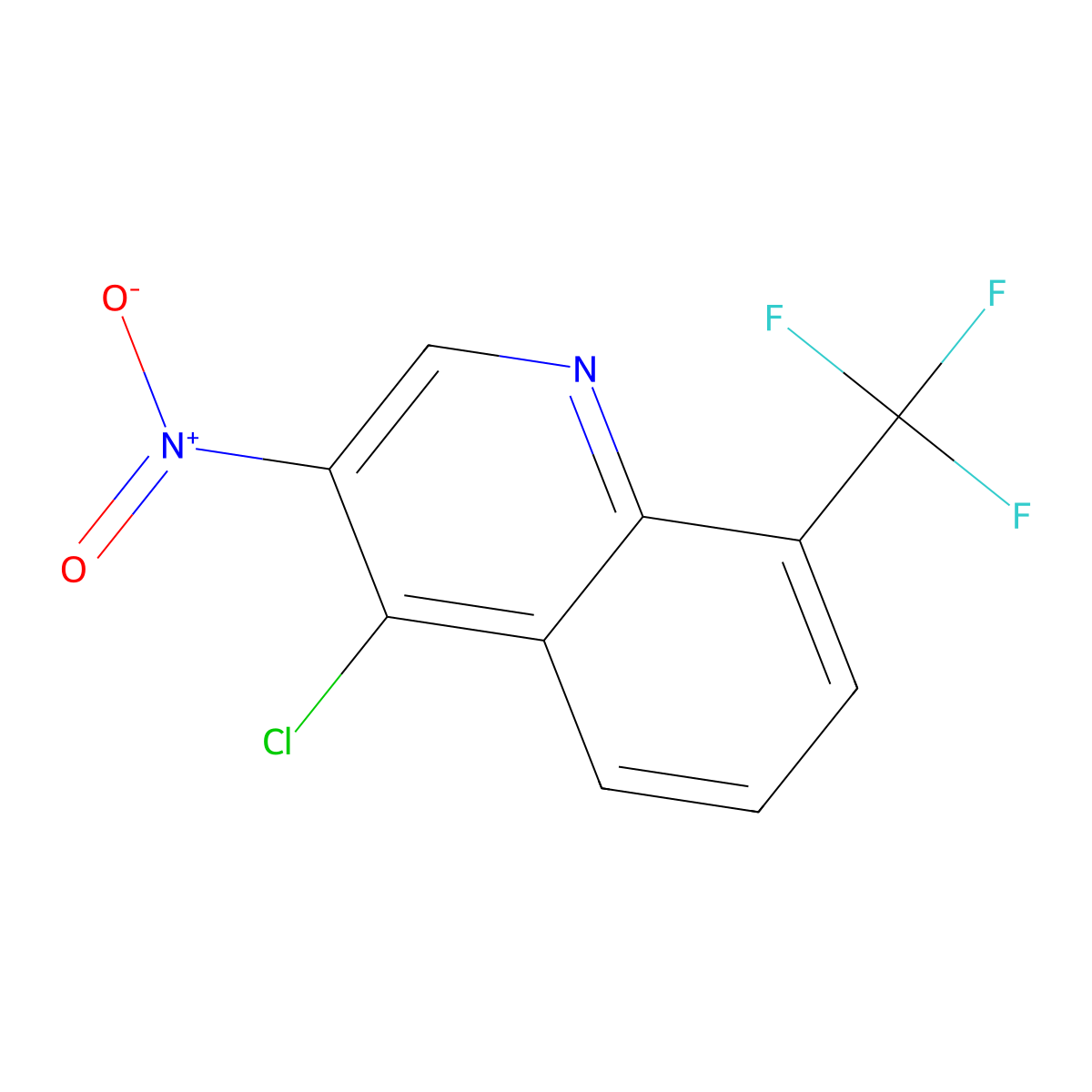 Quinoline, 4-chloro-3-nitro-8-(trifluoromethyl)- molecular structure, CAS 39487-89-3