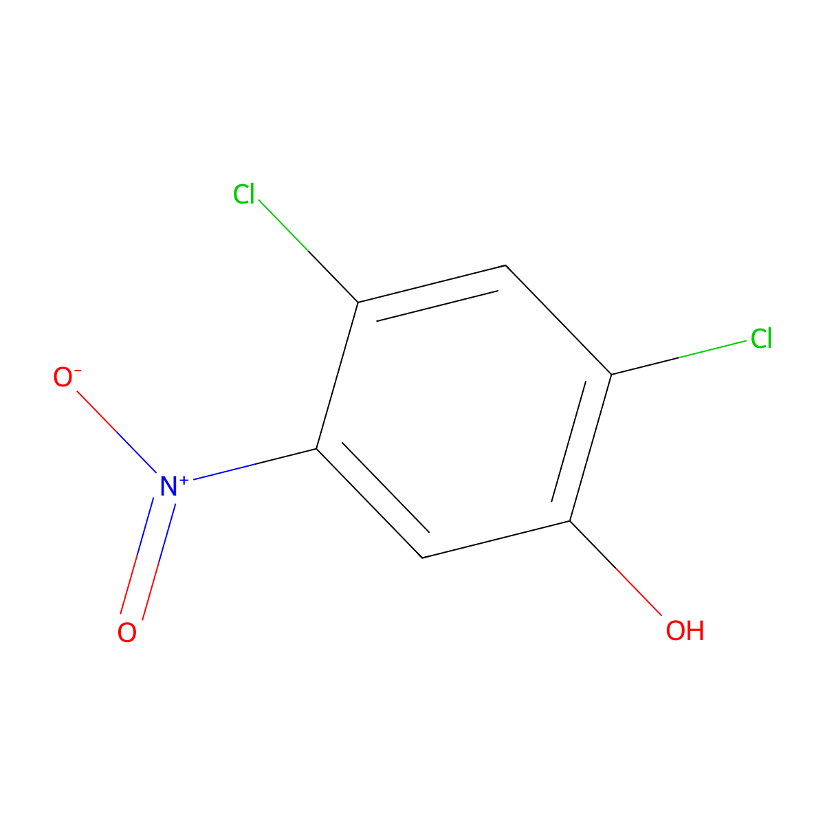 Phenol, 2,4-dichloro-5-nitro- molecular structure, CAS 39489-77-5