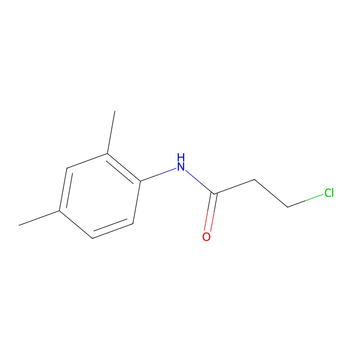 3-chloro-N-(2,4-dimethylphenyl)propanamide molecular structure, CAS 39494-04-7