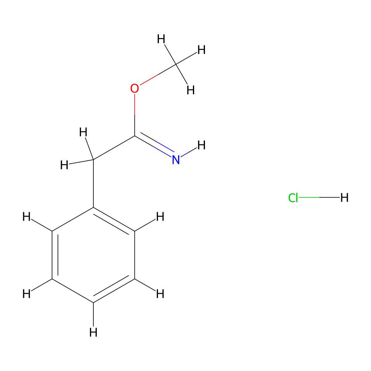 Methyl 2-phenylethanecarboximidate hydrochloride molecular structure, CAS 39496-45-2