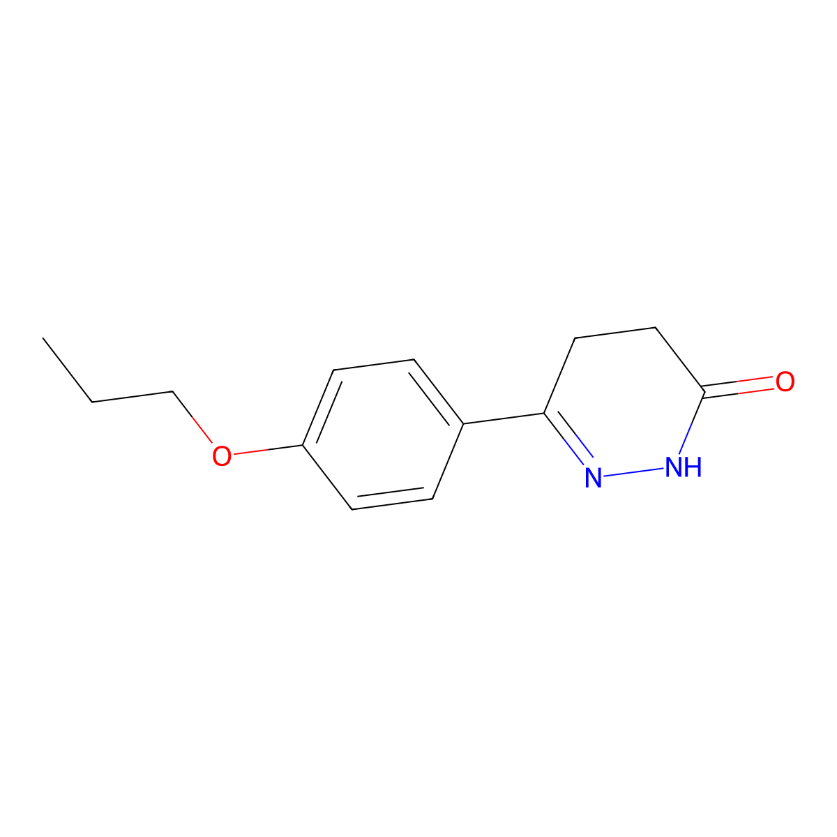 3(2H)-Pyridazinone, 4,5-dihydro-6-(4-propoxyphenyl)- molecular structure, CAS 39496-54-3