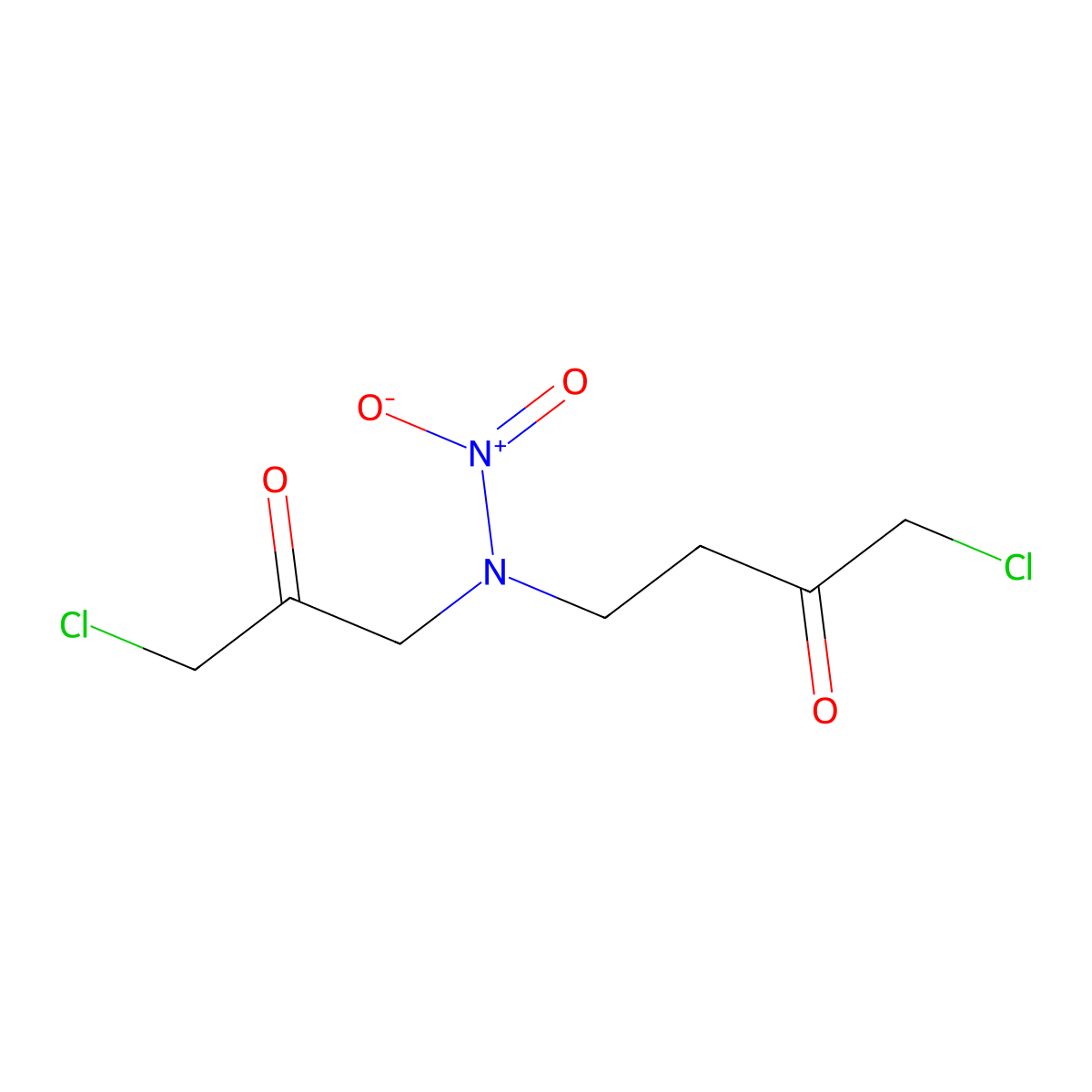 2-Butanone, 1-chloro-4-(N-(3-chloro-2-oxopropyl)-N-nitroamino)- molecular structure, CAS 39498-67-4
