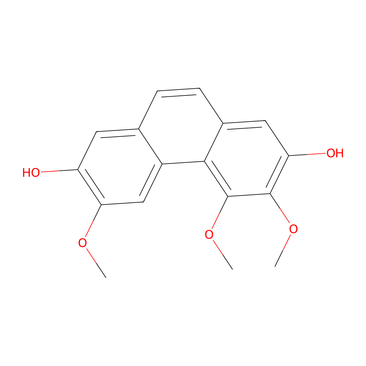 2,7-Phenanthrenediol, 3,4,6-trimethoxy- molecular structure, CAS 39499-89-3