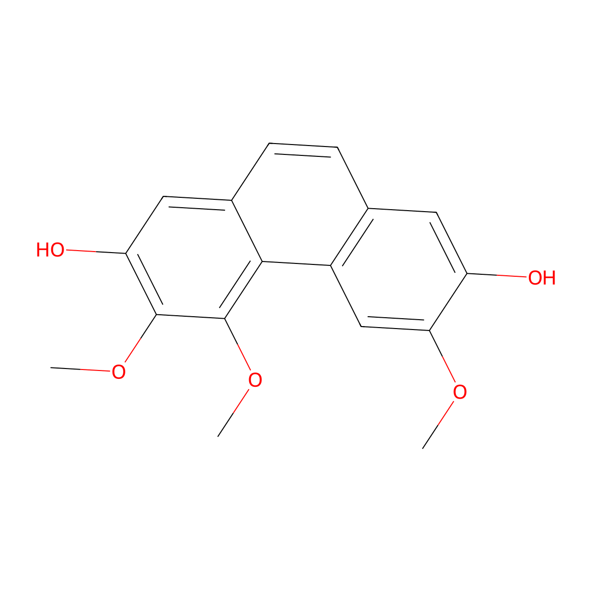 2,7-Phenanthrenediol, 3,4,6-trimethoxy- molecular structure, CAS 39499-89-3