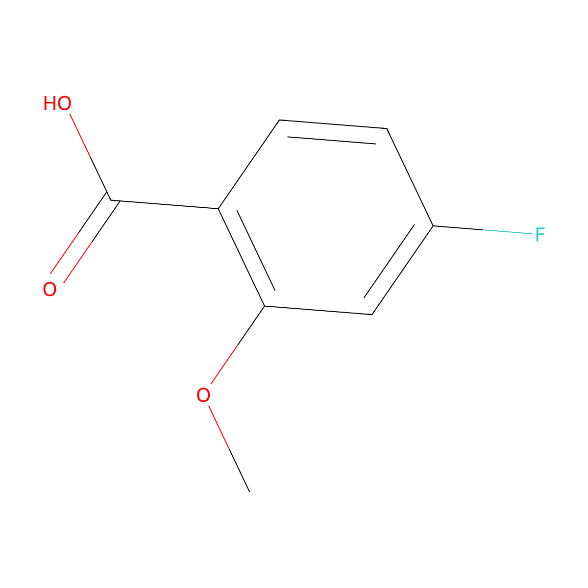 4-Fluoro-2-methoxybenzoic acid molecular structure, CAS 395-82-4