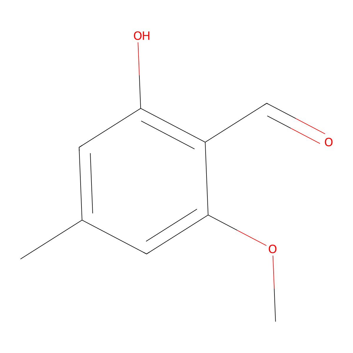 2-Hydroxy-6-methoxy-4-methylbenzaldehyde molecular structure, CAS 39503-23-6