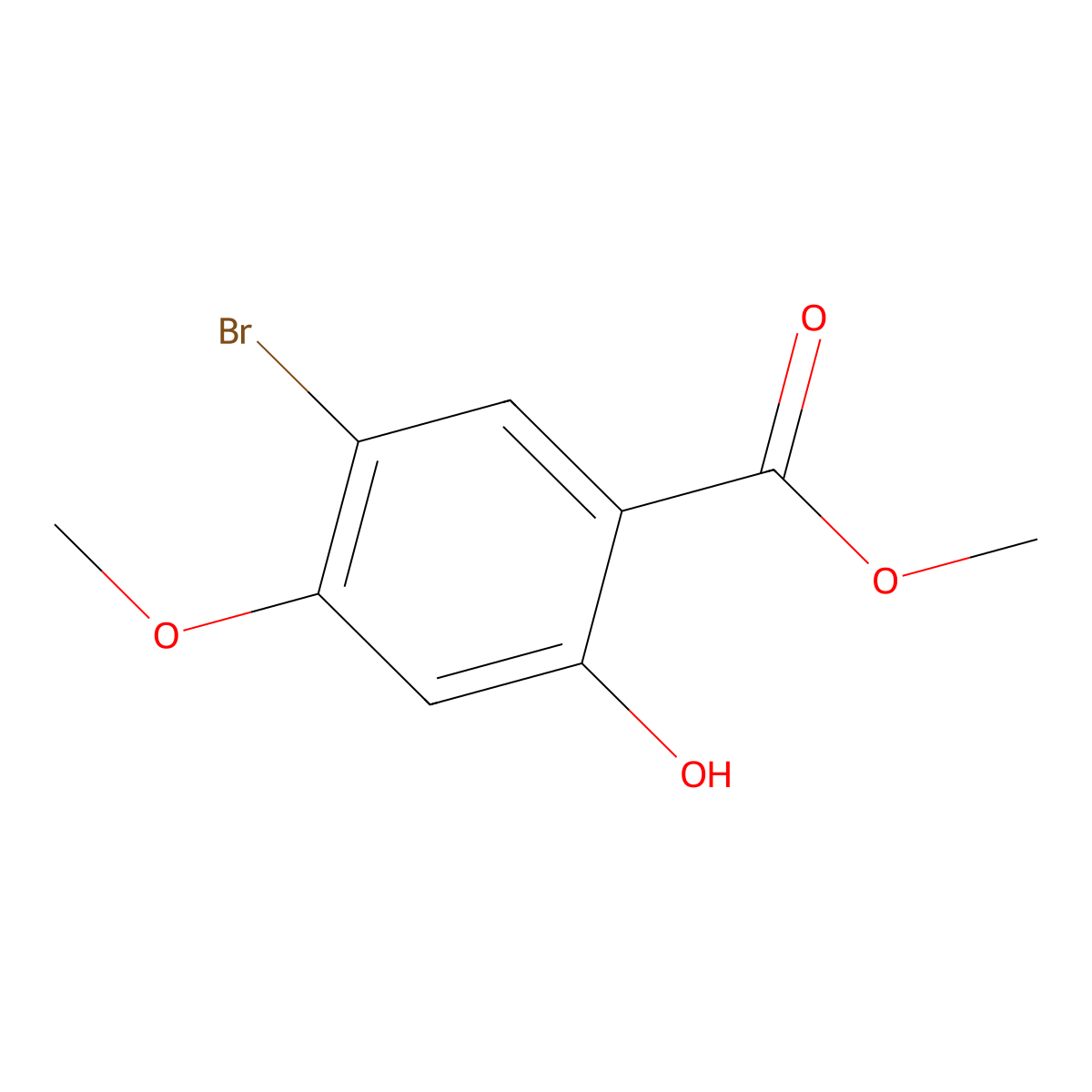 Methyl 5-bromo-2-hydroxy-4-methoxybenzoate molecular structure, CAS 39503-52-1