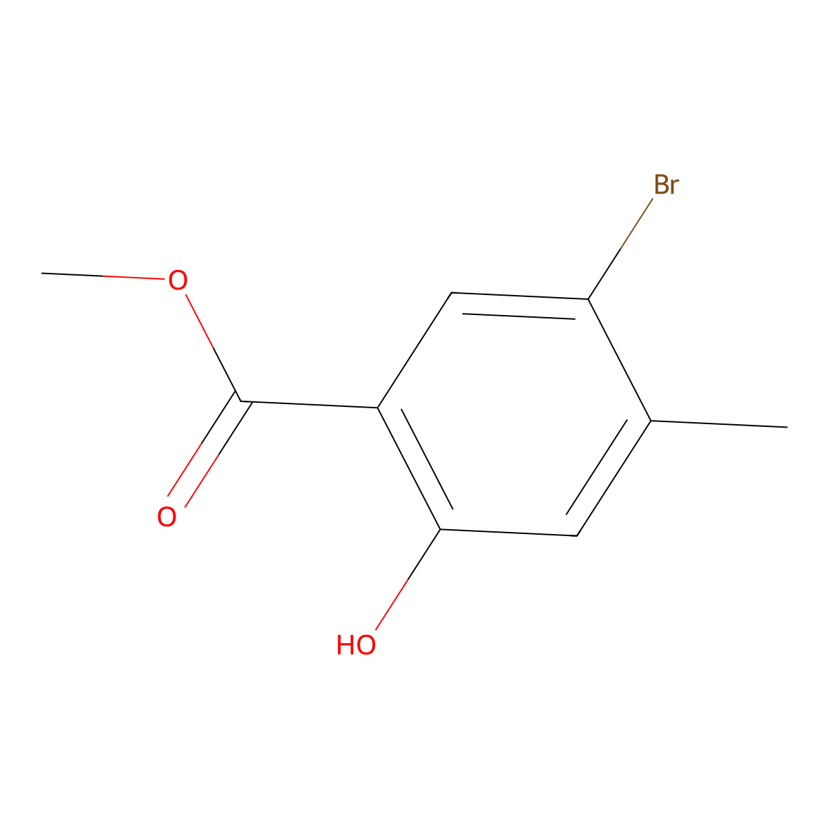 Methyl 5-bromo-2-hydroxy-4-methylbenzoate molecular structure, CAS 39503-57-6