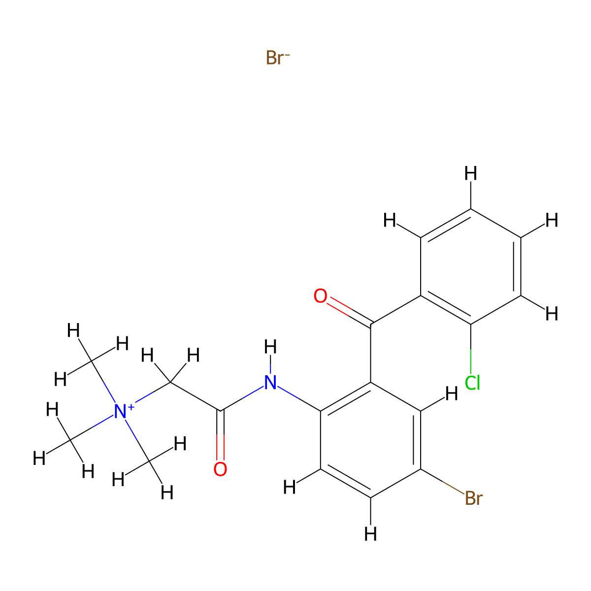2-((4-bromo-2-(2-chlorobenzoyl)phenyl)amino)-N,N,N-trimethyl-2-oxoethanaminium bromide molecular structure, CAS 395071-46-2