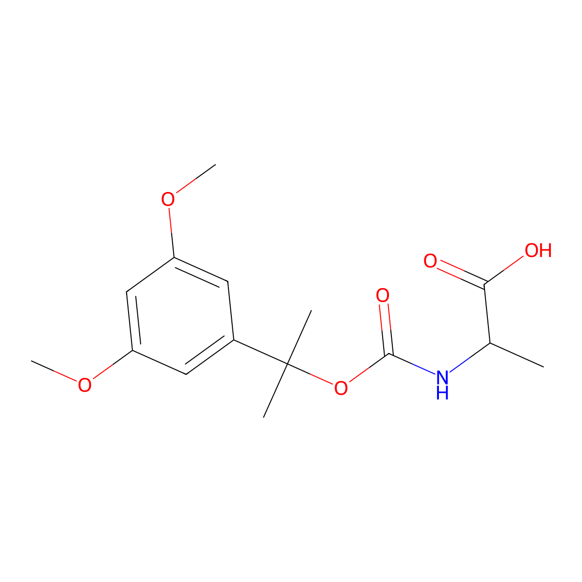 (2S)-2-[2-(3,5-dimethoxyphenyl)propan-2-yloxycarbonylamino]propanoic acid molecular structure, CAS 39508-04-8