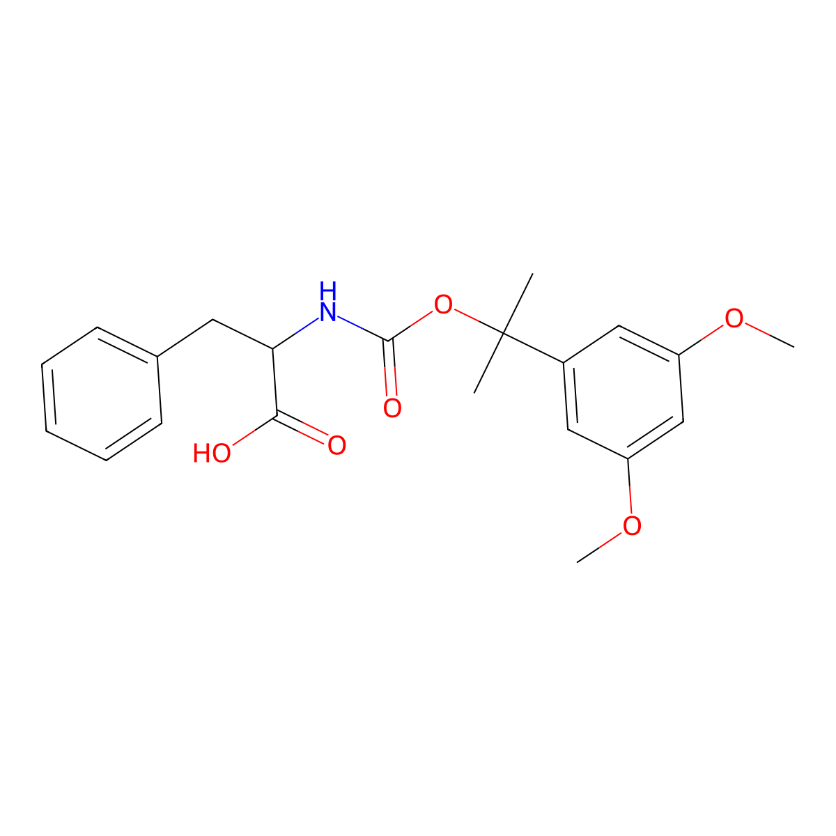 (2S)-2-[2-(3,5-dimethoxyphenyl)propan-2-yloxycarbonylamino]-3-phenylpropanoic acid molecular structure, CAS 39508-07-1