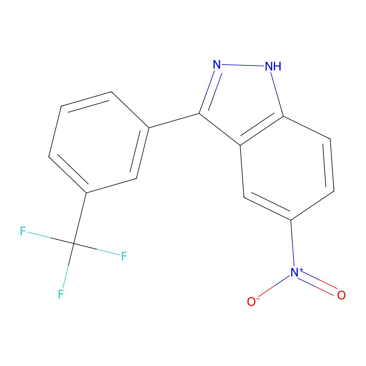 5-Nitro-3-(3-(trifluoromethyl)phenyl)-1H-indazole molecular structure, CAS 395099-31-7