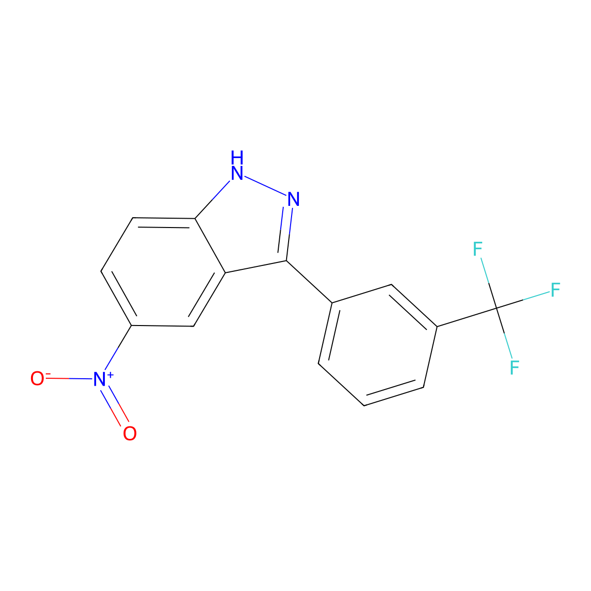 5-Nitro-3-(3-(trifluoromethyl)phenyl)-1H-indazole molecular structure, CAS 395099-31-7