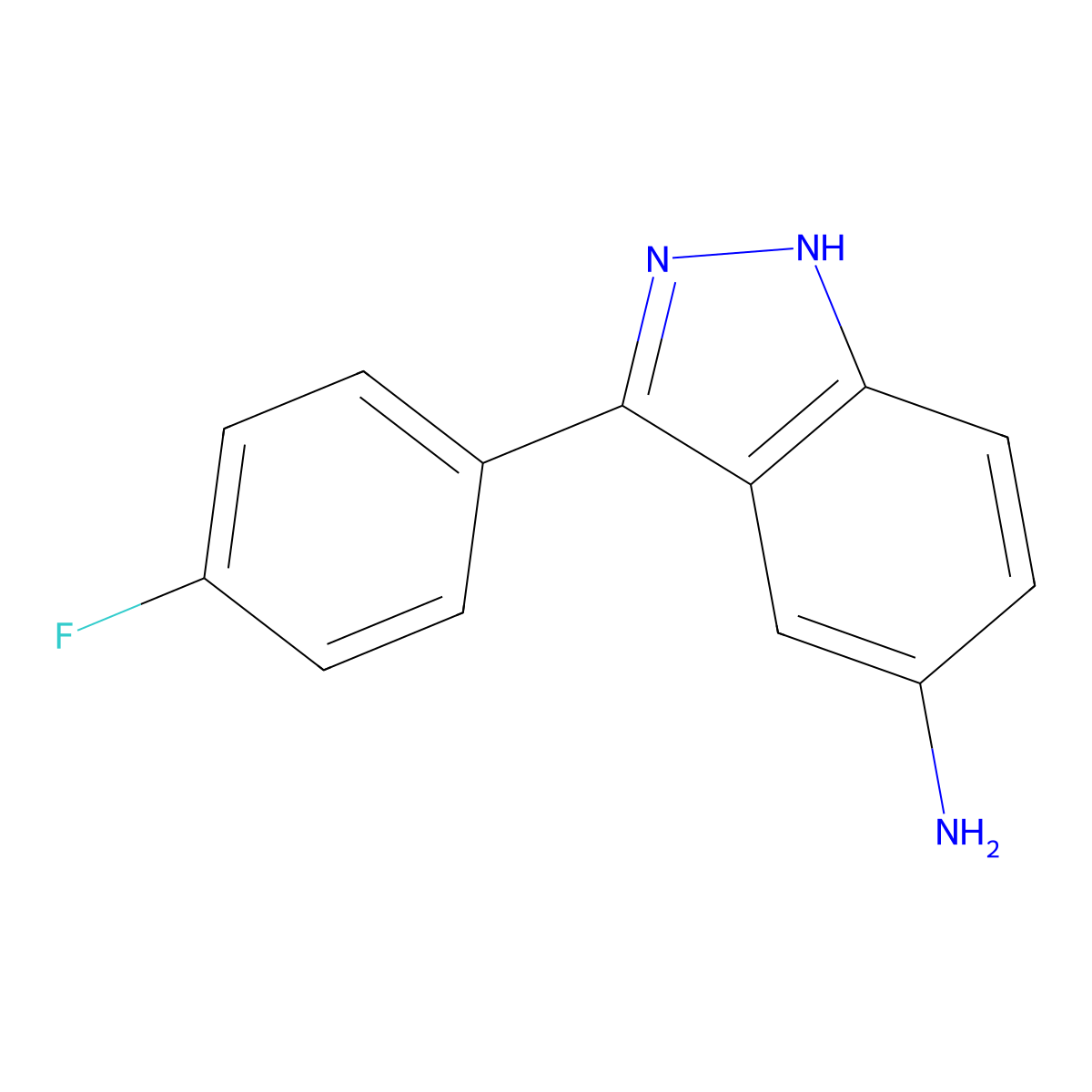 3-(4-fluorophenyl)-1H-indazol-5-amine molecular structure, CAS 395099-48-6
