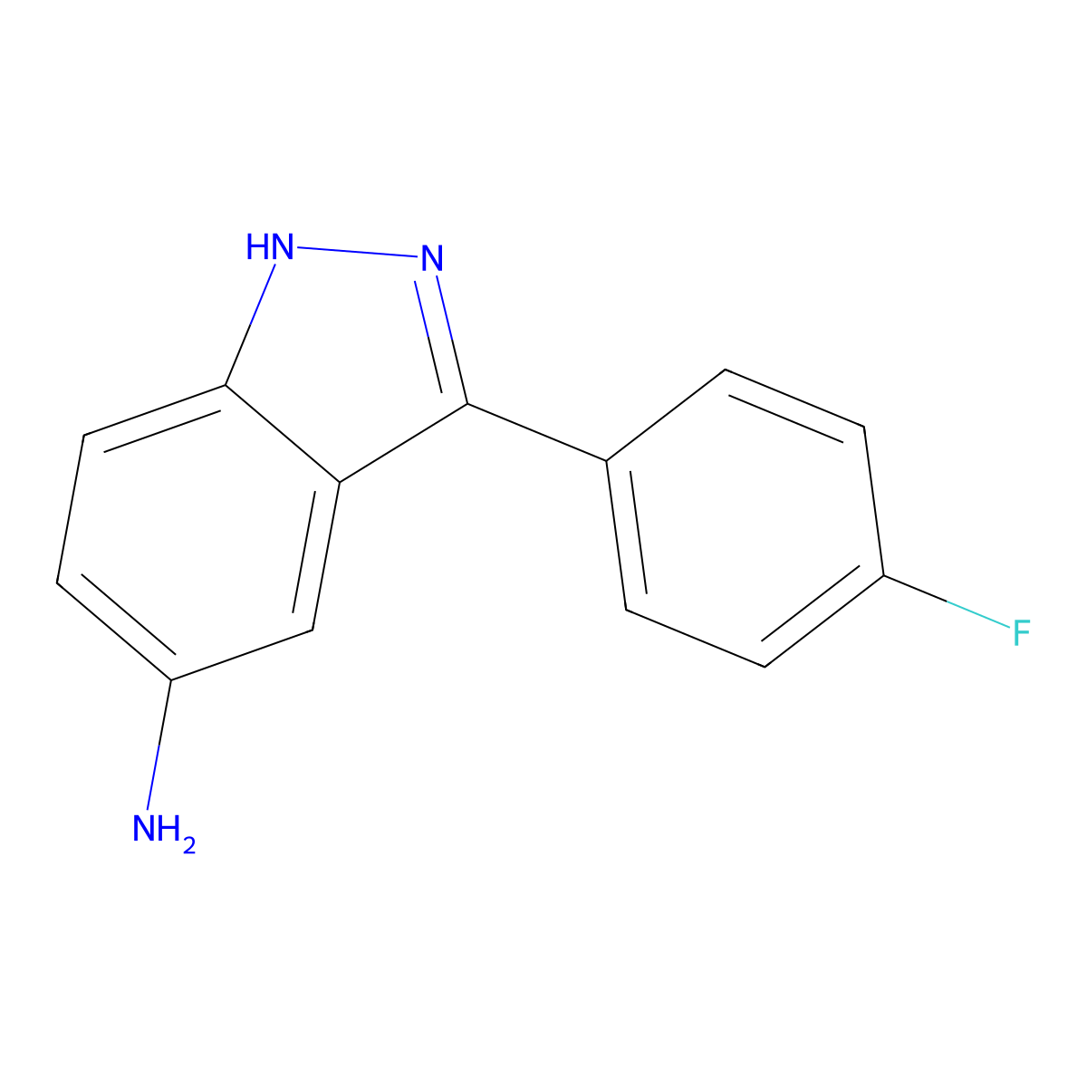 3-(4-fluorophenyl)-1H-indazol-5-amine molecular structure, CAS 395099-48-6