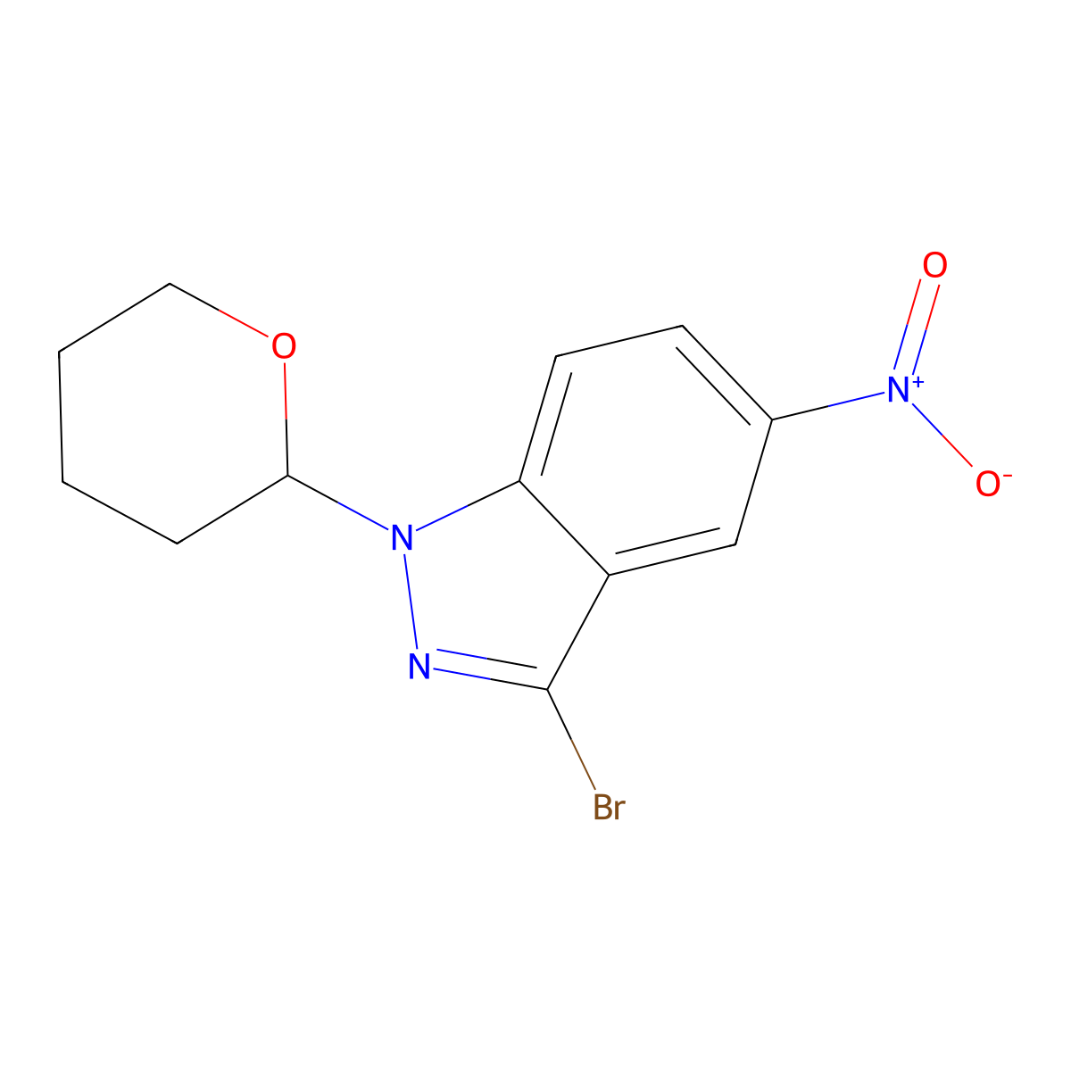 3-bromo-5-nitro-1-(oxan-2-yl)-1H-indazole molecular structure, CAS 395099-73-7