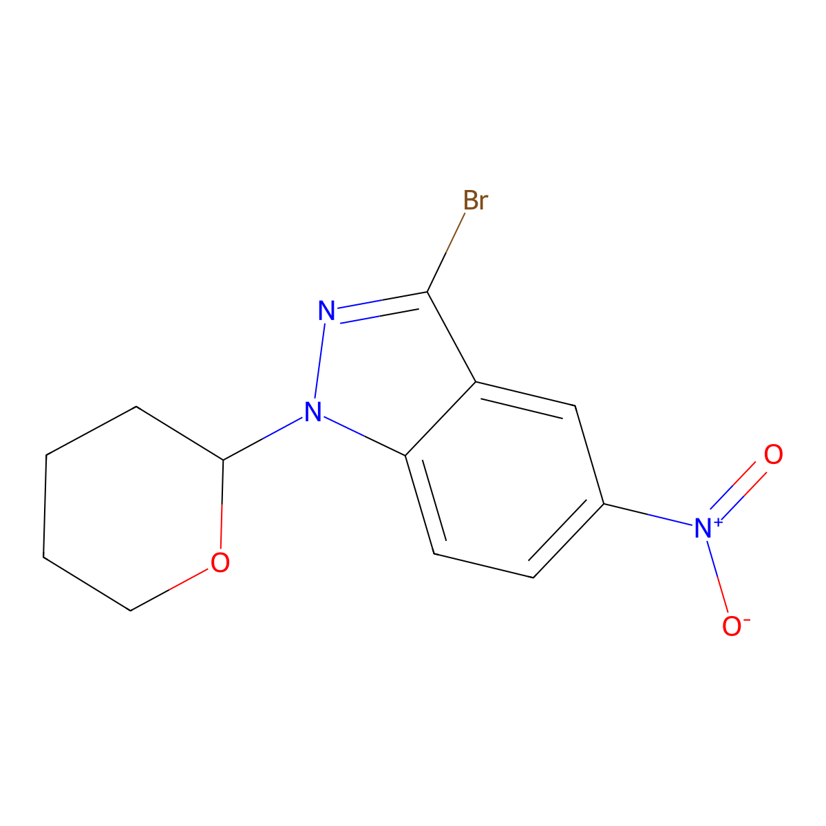 3-bromo-5-nitro-1-(oxan-2-yl)-1H-indazole molecular structure, CAS 395099-73-7