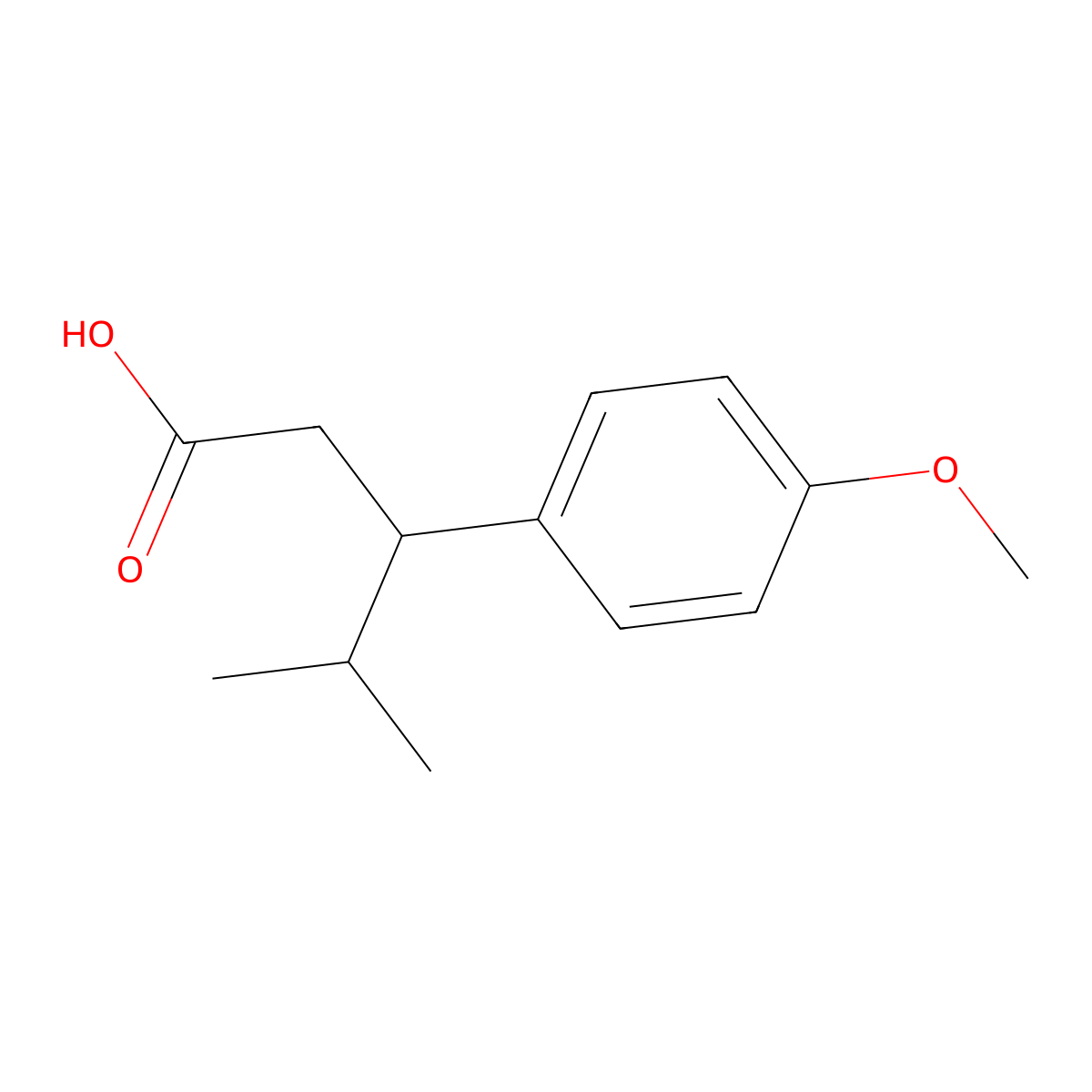 3-(4-Methoxyphenyl)-4-methylpentanoic acid molecular structure, CAS 39510-08-2