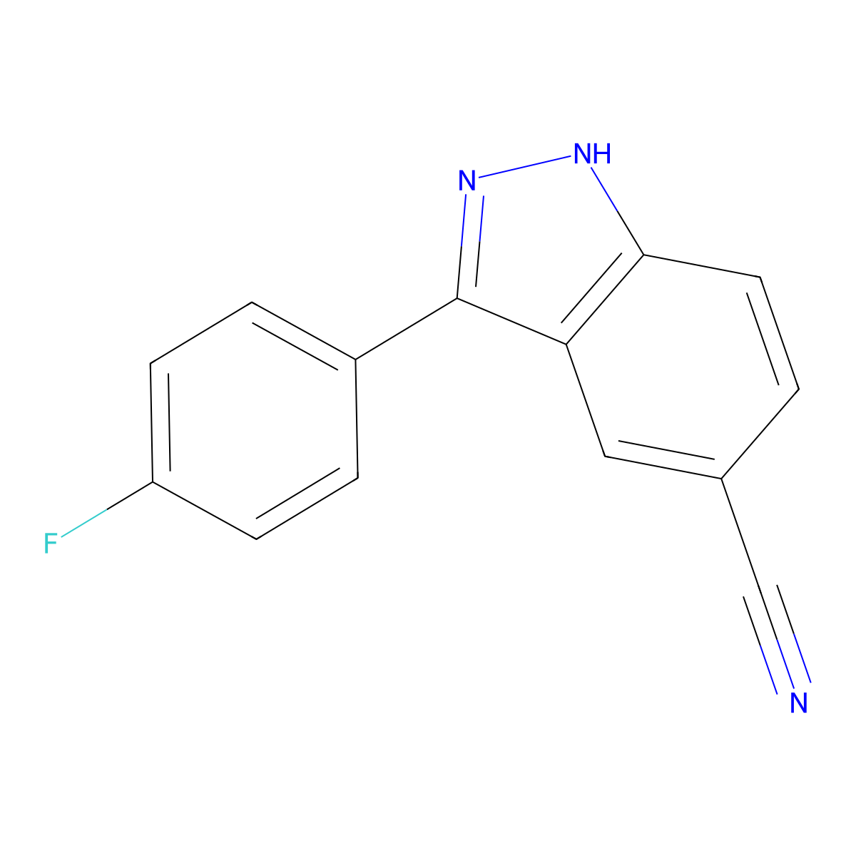 3-(4-Fluorophenyl)-1H-indazole-5-carbonitrile molecular structure, CAS 395100-12-6