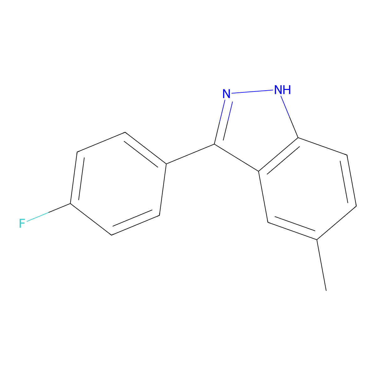 3-(4-fluorophenyl)-5-methyl-1H-indazole molecular structure, CAS 395104-06-0