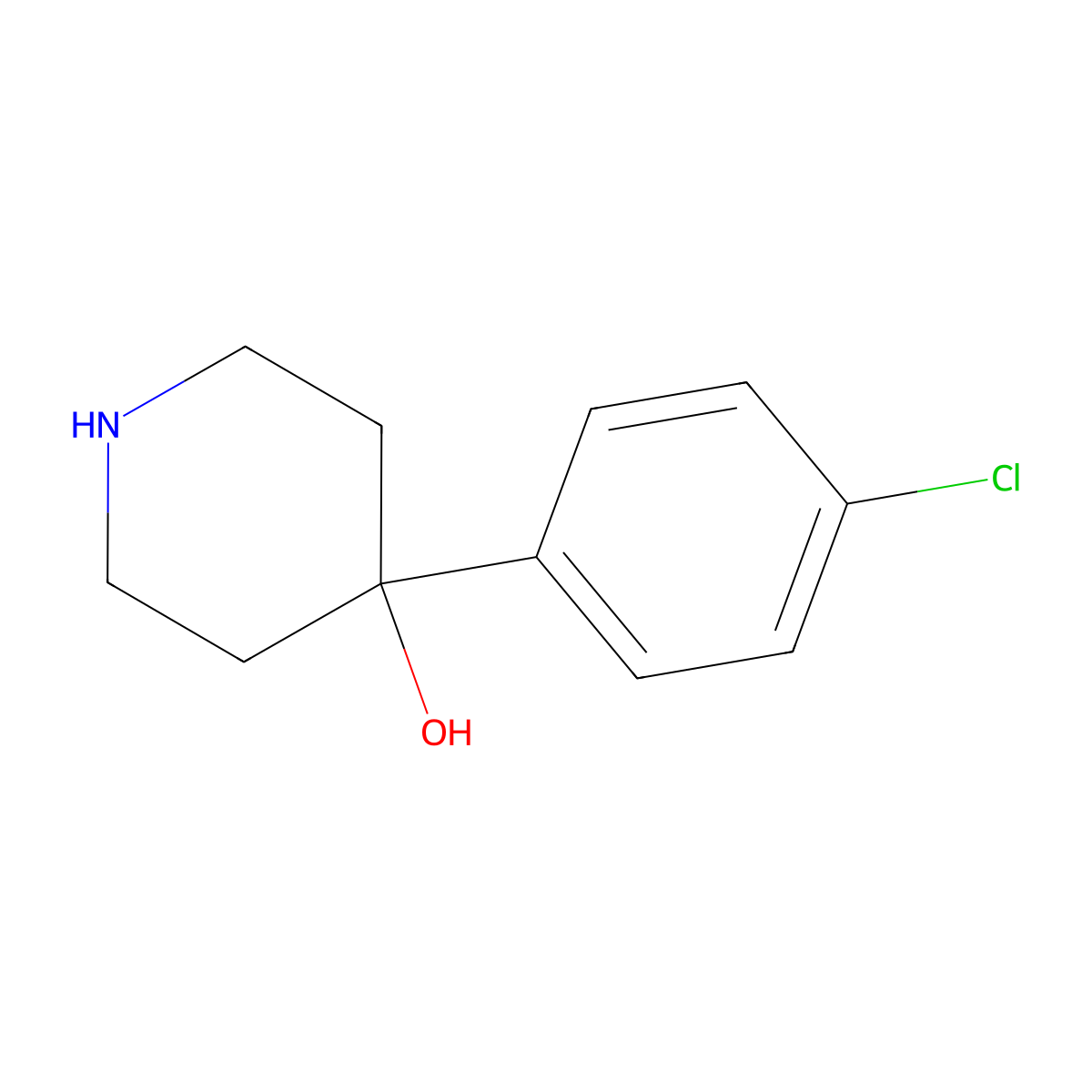 4-(4-Chlorophenyl)-4-hydroxypiperidine molecular structure, CAS 39512-49-7