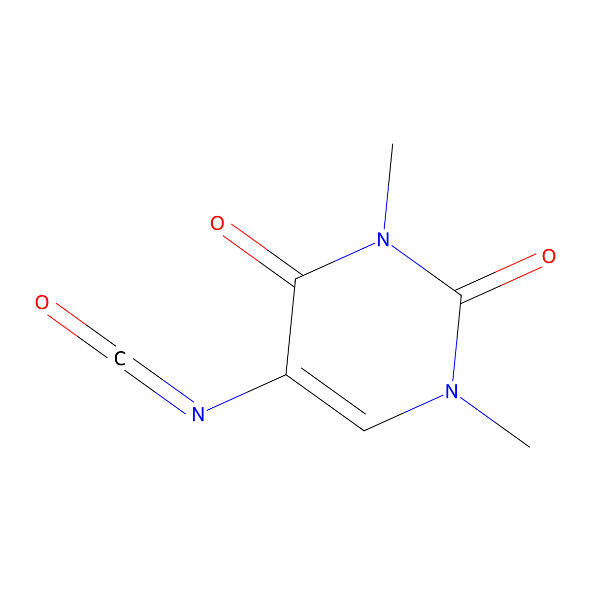 5-Isocyanato-1,3-dimethylpyrimidine-2,4(1H,3H)-dione molecular structure, CAS 39513-61-6