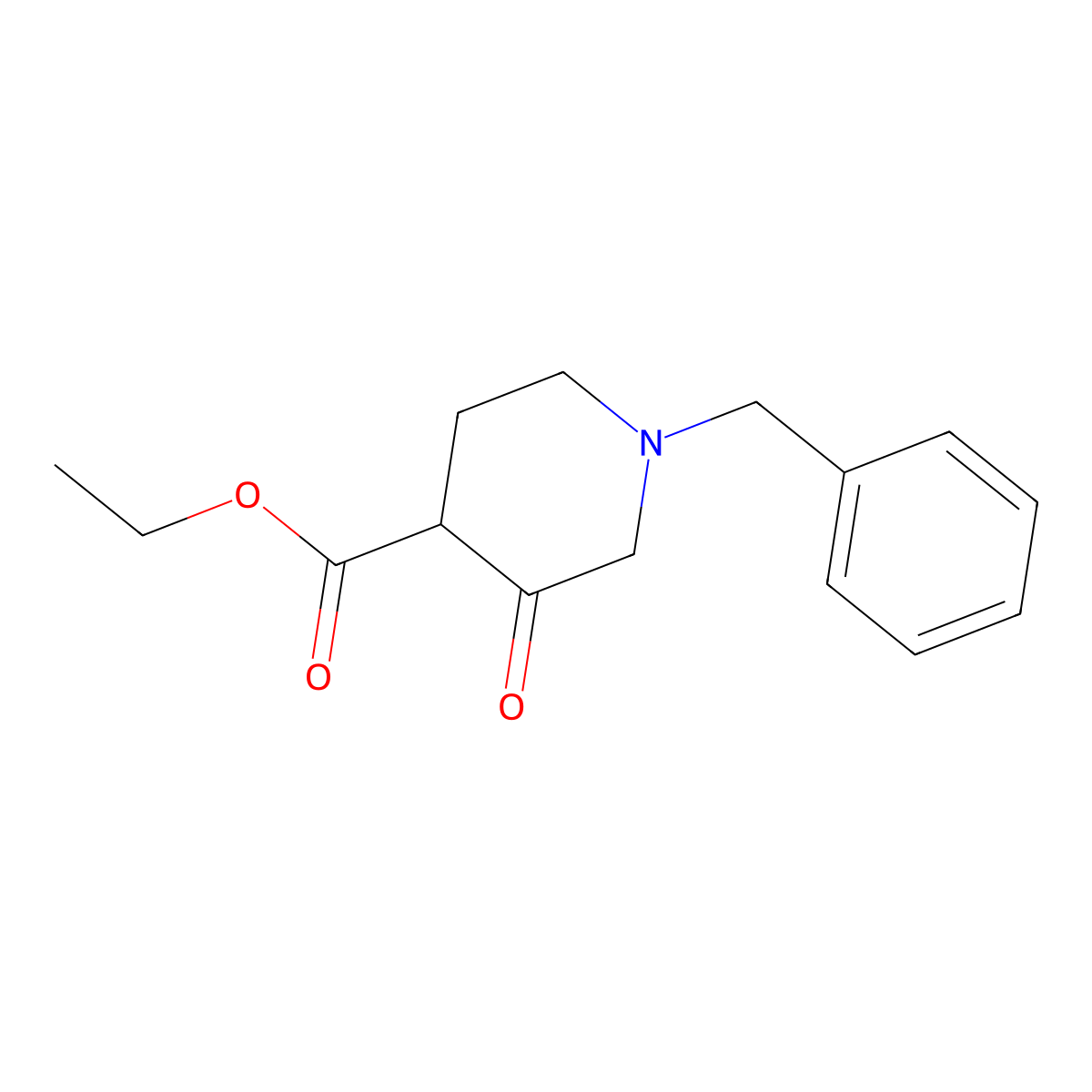Ethyl 3-oxo-1-(phenylmethyl)-4-piperidinecarboxylate molecular structure, CAS 39514-19-7