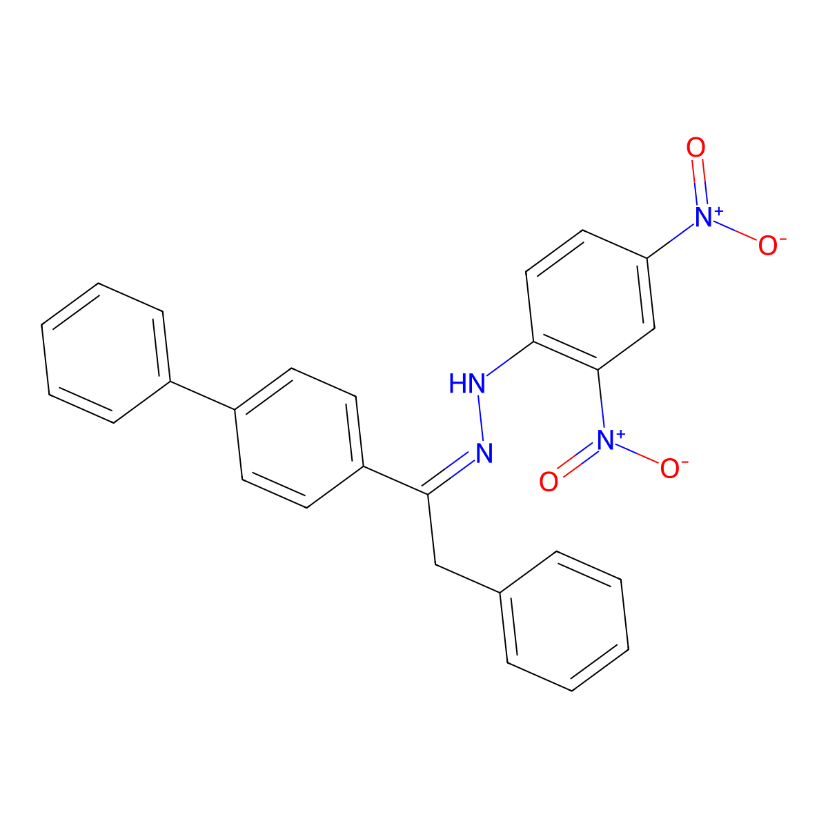 Acetophenone, 2,4a(2)-diphenyl-, (2,4-dinitrophenyl)hydrazone molecular structure, CAS 3953-99-9