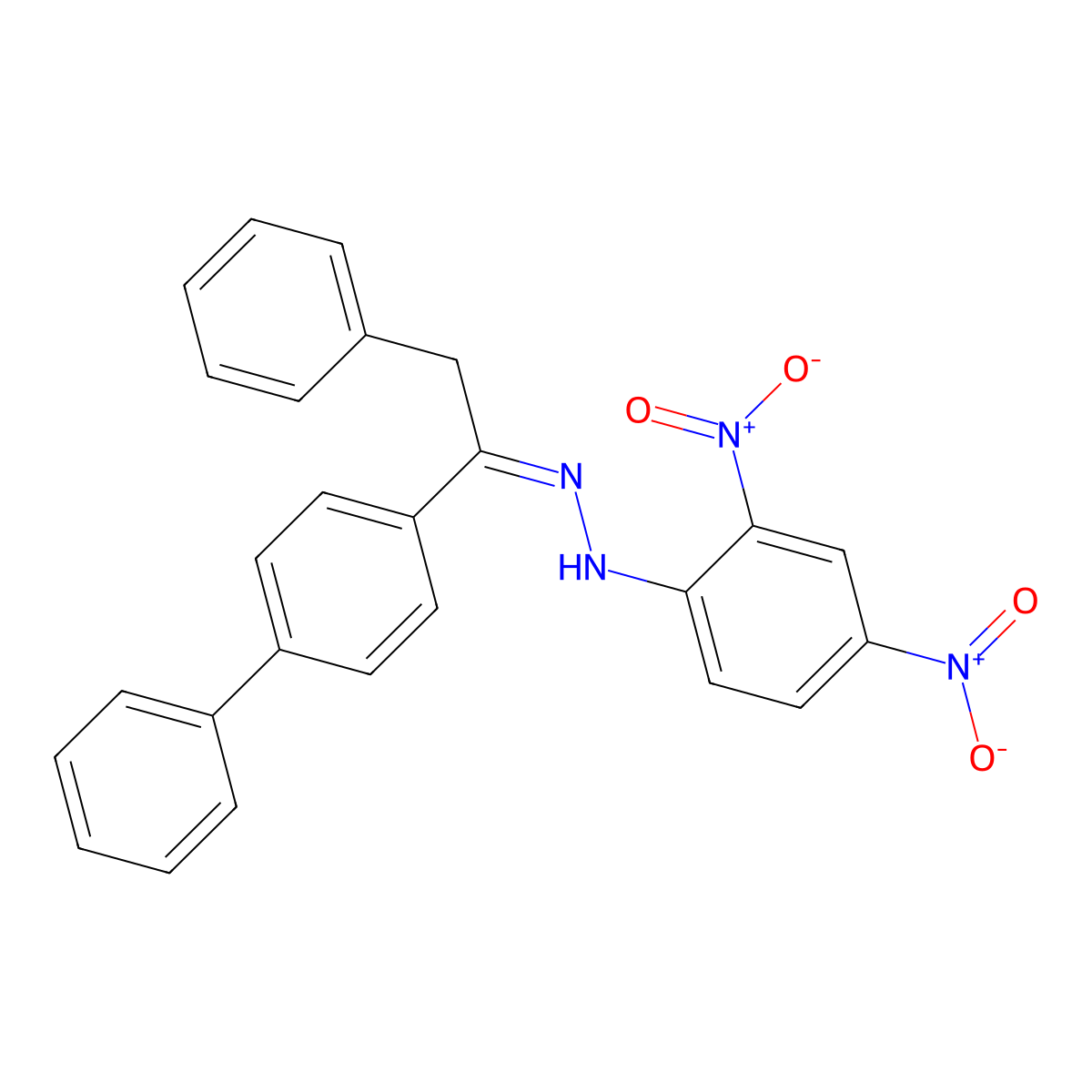 Acetophenone, 2,4a(2)-diphenyl-, (2,4-dinitrophenyl)hydrazone molecular structure, CAS 3953-99-9