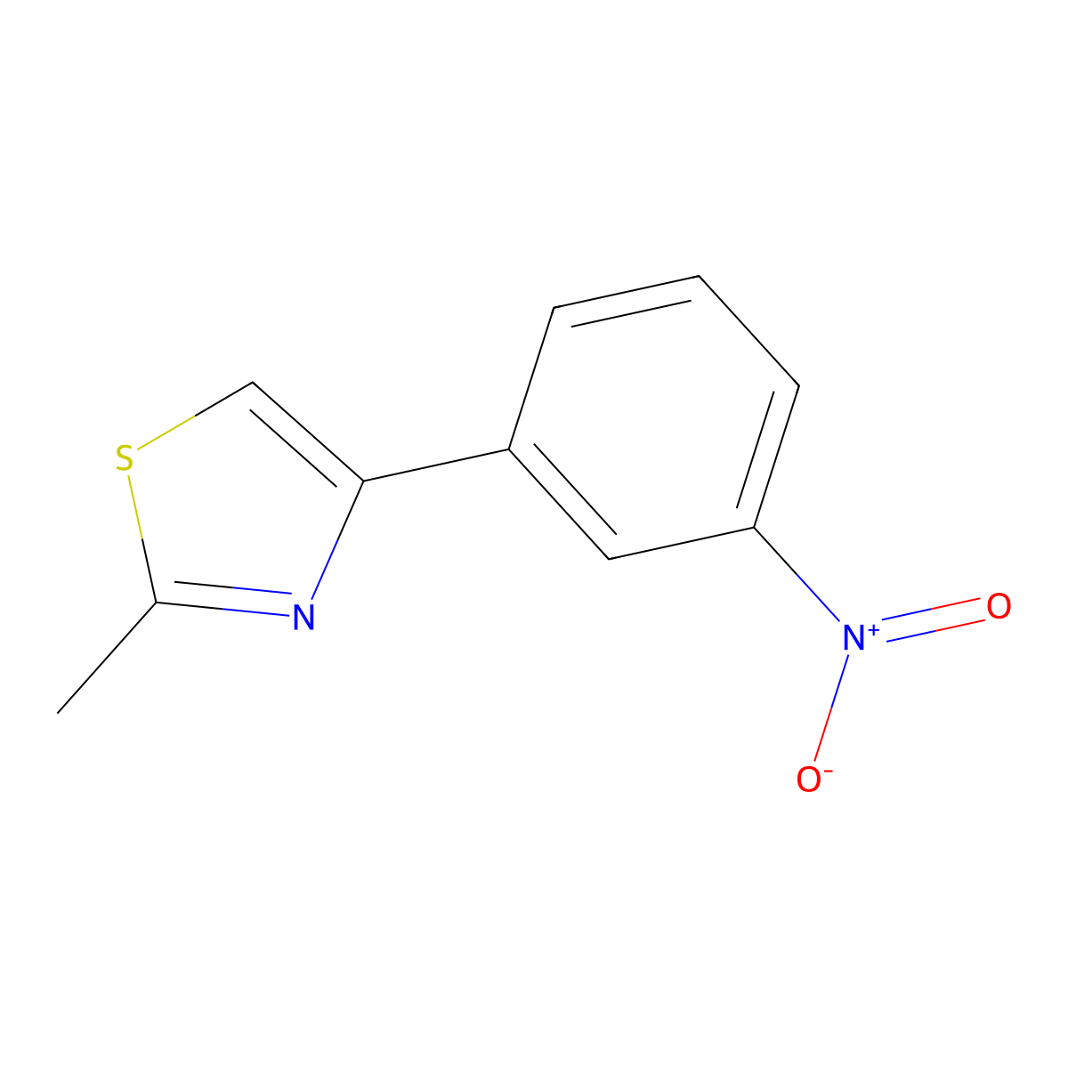 2-Methyl-4-(3-nitrophenyl)-1,3-thiazole molecular structure, CAS 39541-91-8