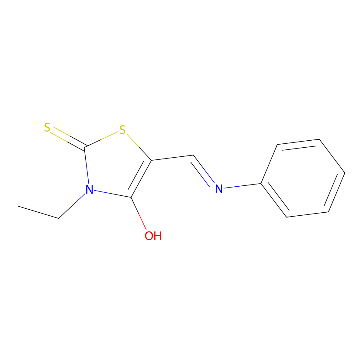 4-Thiazolidinone, 3-ethyl-5-[(phenylamino)methylene]-2-thioxo- molecular structure, CAS 39542-83-1