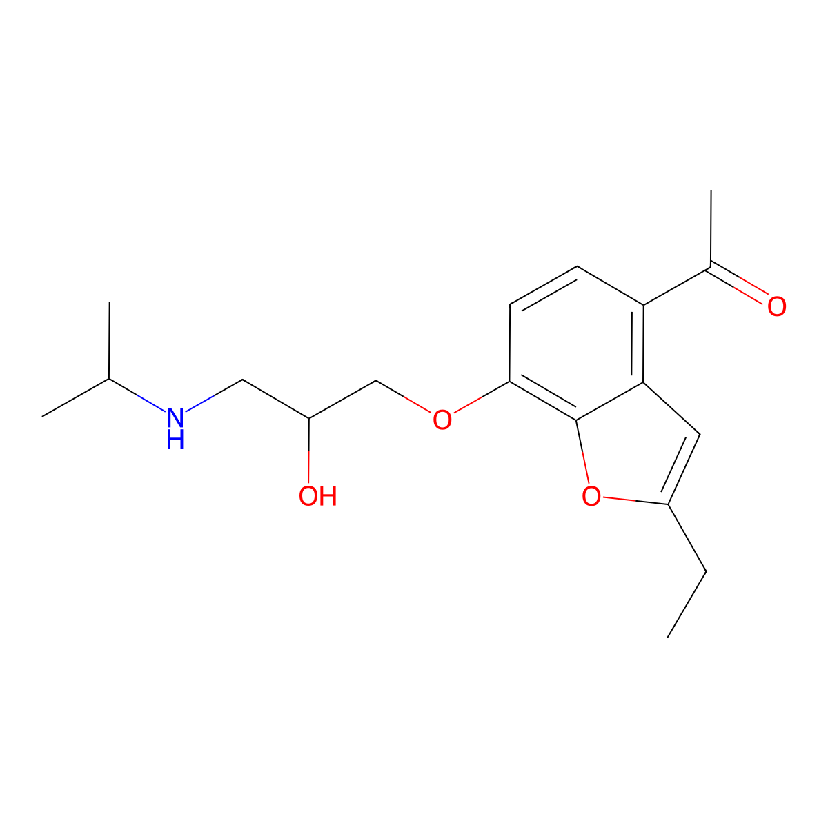 Ketone, 2-ethyl-7-(2-hydroxy-3-(isopropylamino)propoxy)-4-benzofuranyl methyl molecular structure, CAS 39544-02-0