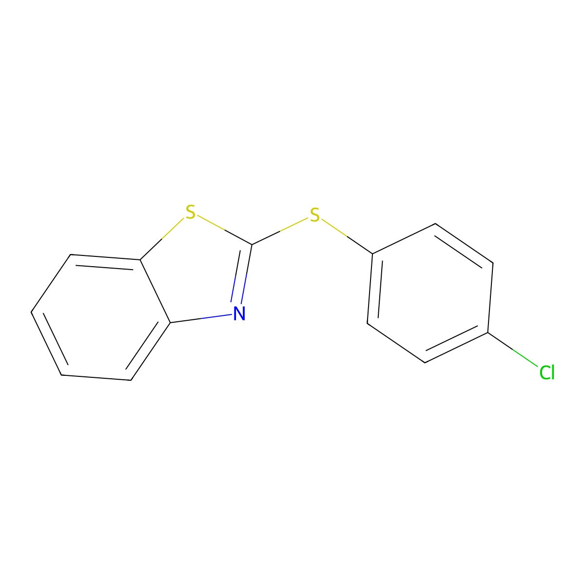 Benzothiazole, 2-[(4-chlorophenyl)thio]- molecular structure, CAS 39544-83-7