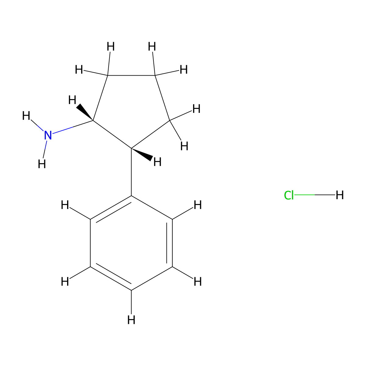 rac-(1R,2R)-2-phenylcyclopentan-1-amine hydrochloride molecular structure, CAS 39546-06-0