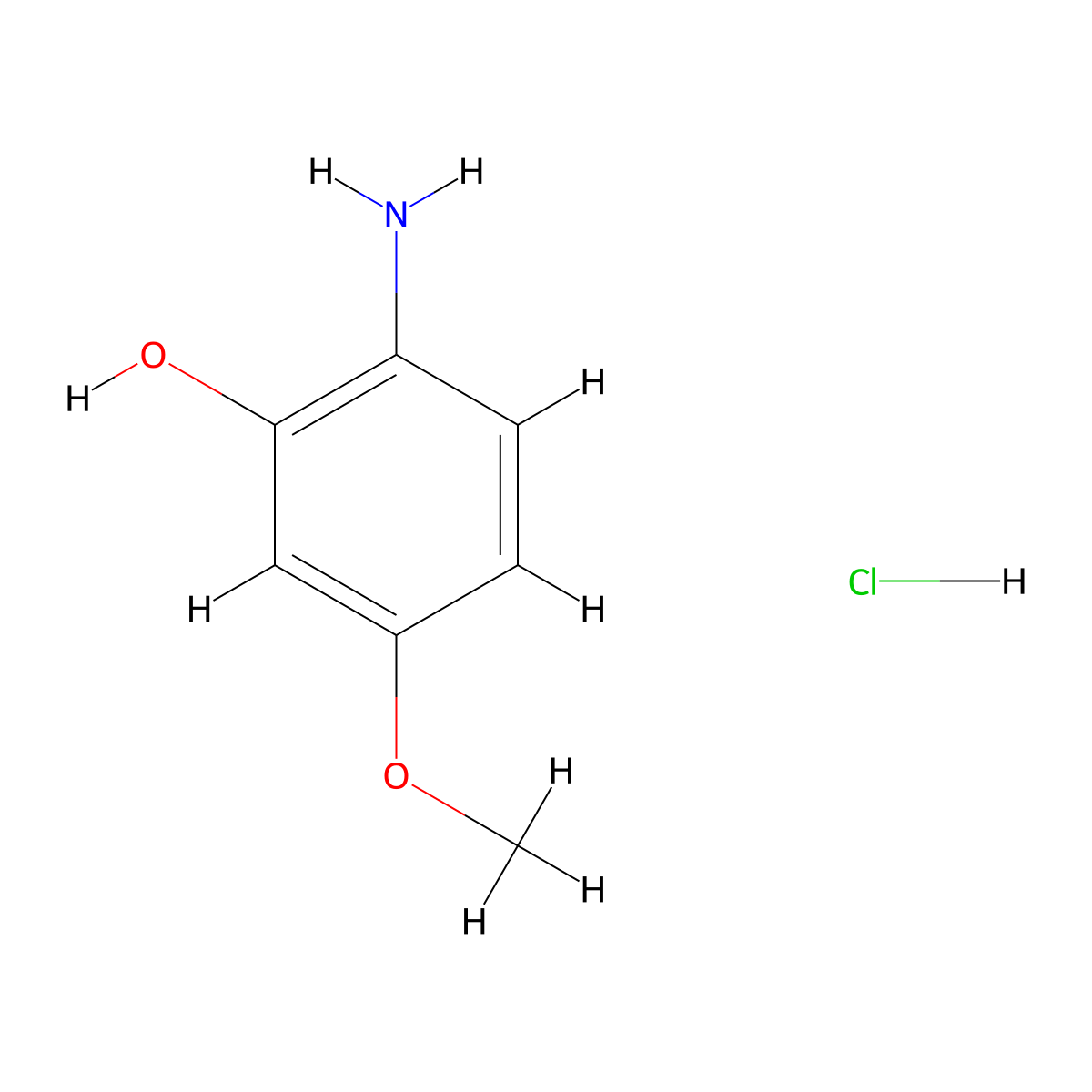 2-Amino-5-methoxyphenol Hydrochloride molecular structure, CAS 39547-15-4