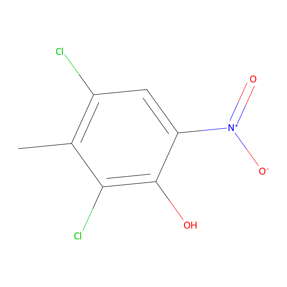 Phenol, 2,4-dichloro-3-methyl-6-nitro- molecular structure, CAS 39549-27-4