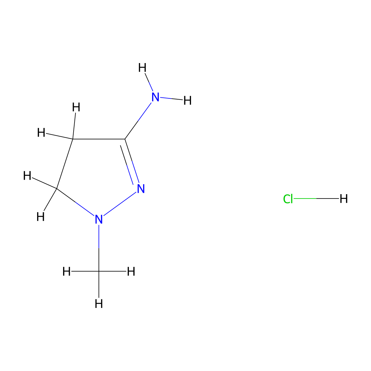 1-methyl-4,5-dihydro-1H-pyrazol-3-amine hydrochloride molecular structure, CAS 3956-40-9