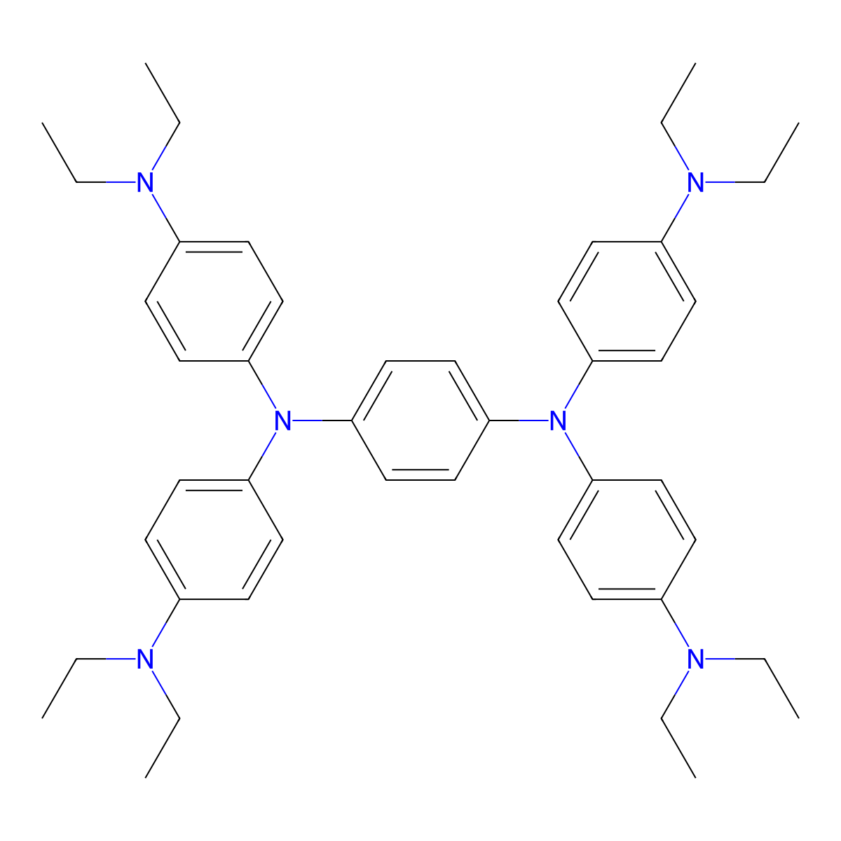 1,4-Benzenediamine, N1,N1,N4,N4-tetrakis[4-(diethylamino)phenyl]- molecular structure, CAS 3956-73-8