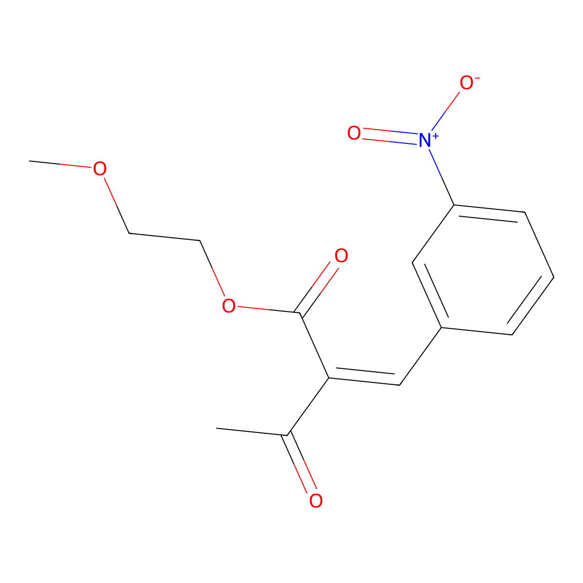 2-Methoxyethyl 2-((3-nitrophenyl)methylene)acetoacetate molecular structure, CAS 39562-22-6