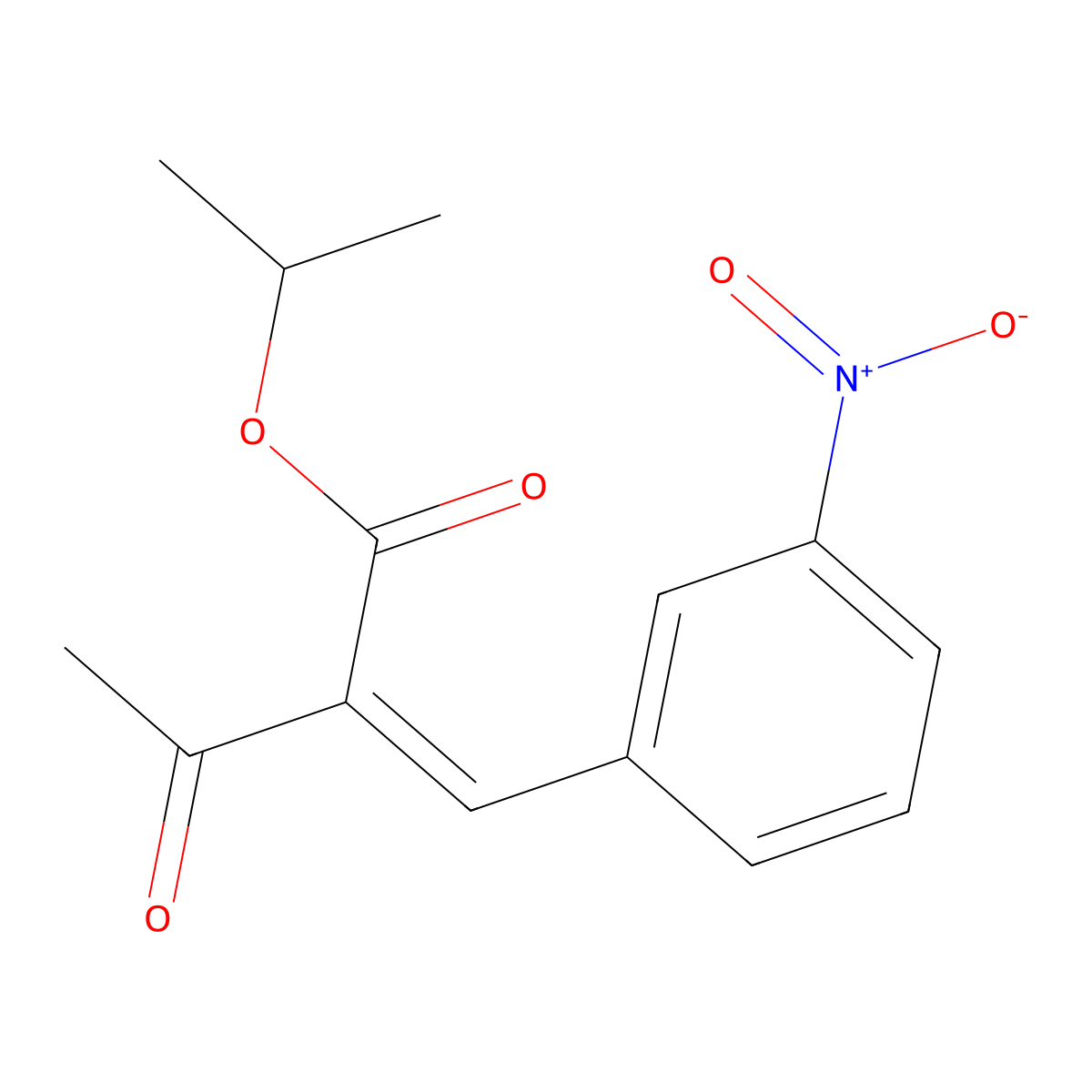 Isopropyl 2-(3-nitrobenzylidene)-3-oxobutanoate molecular structure, CAS 39562-25-9