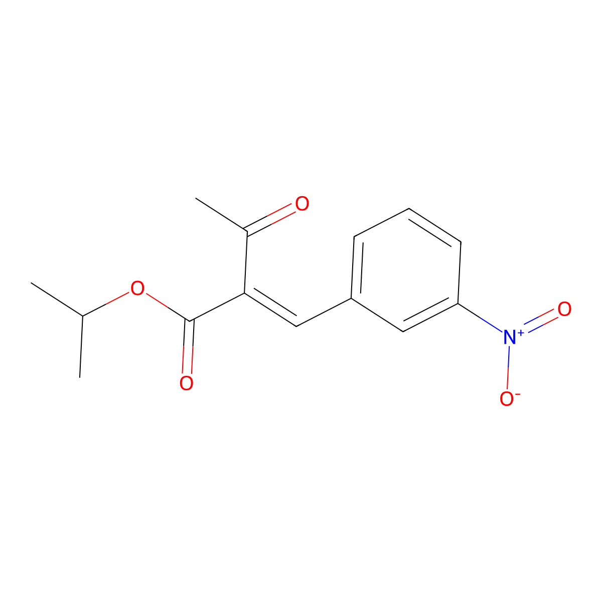 Isopropyl 2-(3-nitrobenzylidene)-3-oxobutanoate molecular structure, CAS 39562-25-9