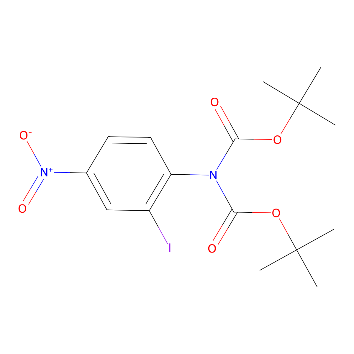 Bis(1,1-dimethylethyl)-(2-iodo-4-nitrophenyl) imidodicarbonate molecular structure, CAS 395639-04-0