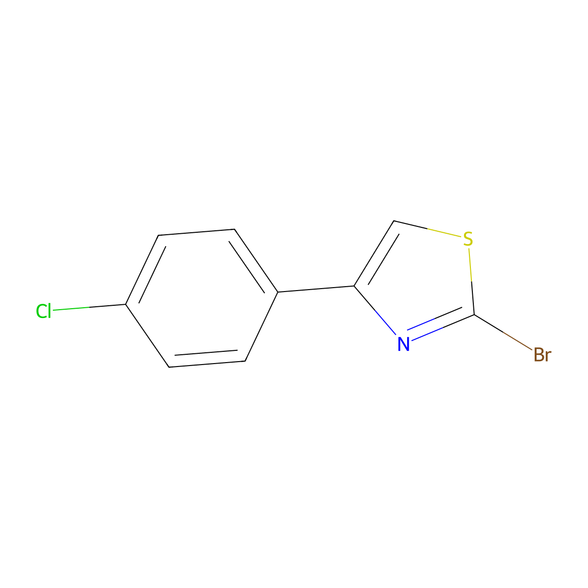 2-Bromo-4-(4-chlorophenyl)thiazole molecular structure, CAS 39564-86-8