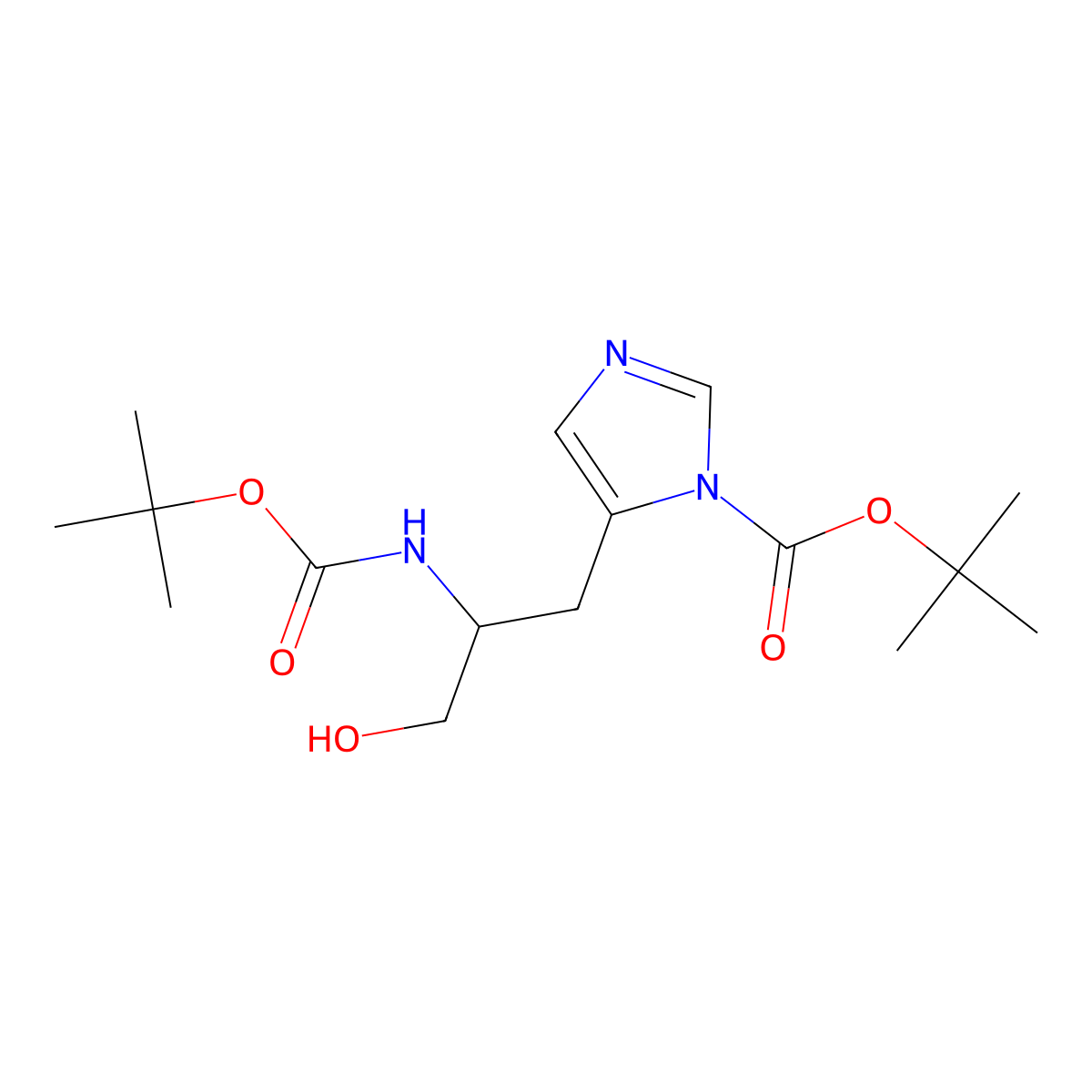 tert-butyl 5-[(2S)-2-{[(tert-butoxy)carbonyl]amino}-3-hydroxypropyl]-1H-imidazole-1-carboxylate molecular structure, CAS 395645-69-9