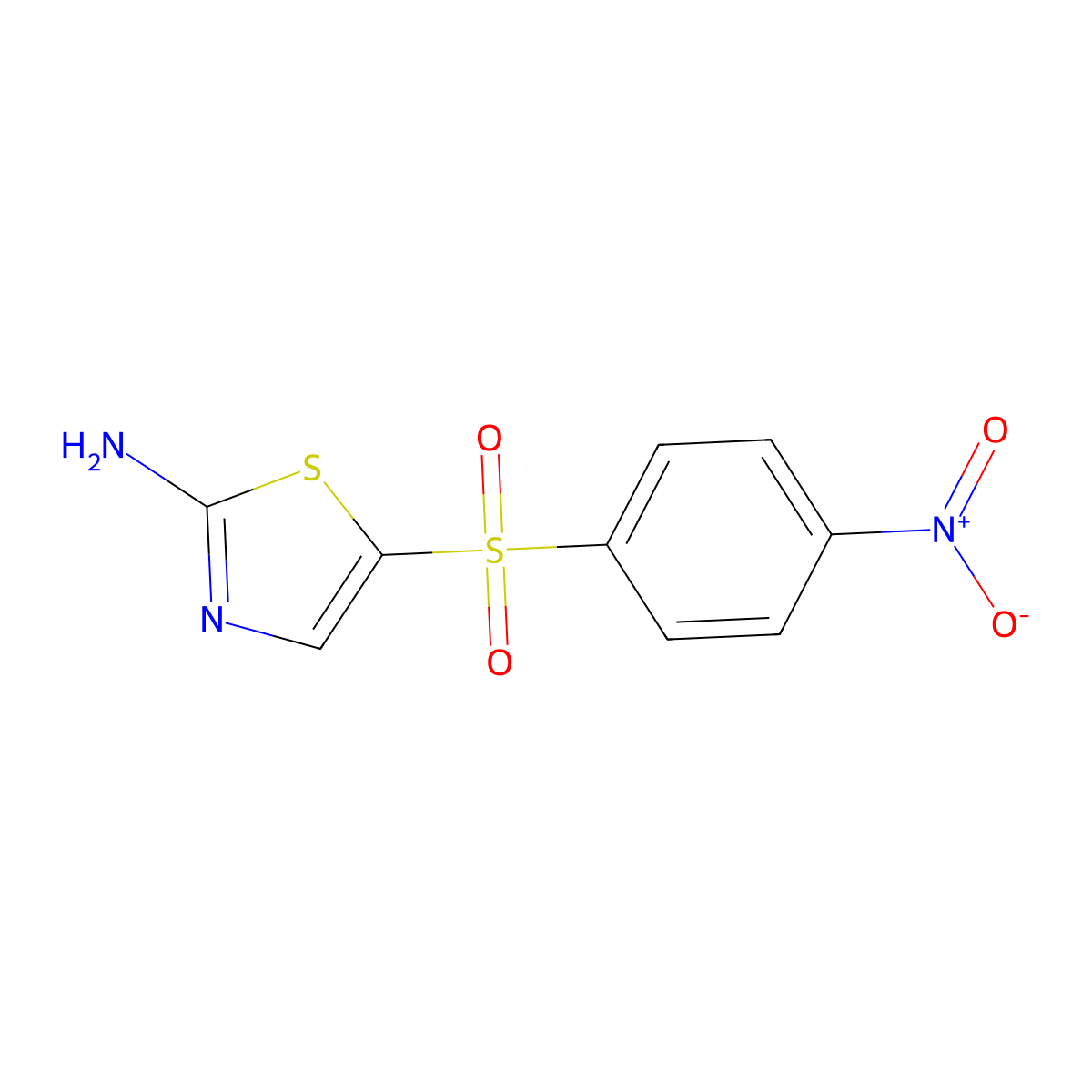 p-Nitrophenyl-2-aminothiazol-5-ylsulphone molecular structure, CAS 39565-05-4