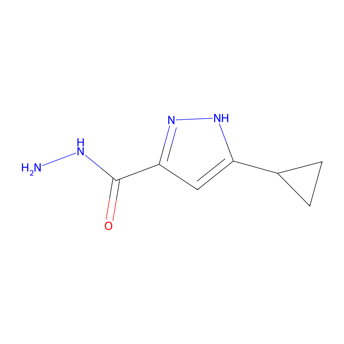 5-cyclopropyl-1H-pyrazole-3-carbohydrazide molecular structure, CAS 395653-63-1