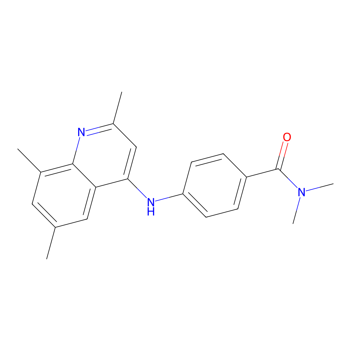 N,N-dimethyl-4-[(2,6,8-trimethylquinolin-4-yl)amino]benzamide molecular structure, CAS 395657-50-8