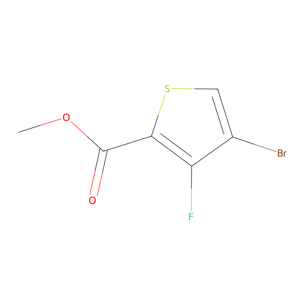 Methyl 4-bromo-3-fluorothiophene-2-carboxylate molecular structure, CAS 395664-56-9