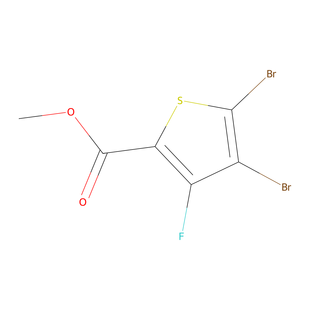 Methyl 4,5-dibromo-3-fluorothiophene-2-carboxylate molecular structure, CAS 395664-58-1