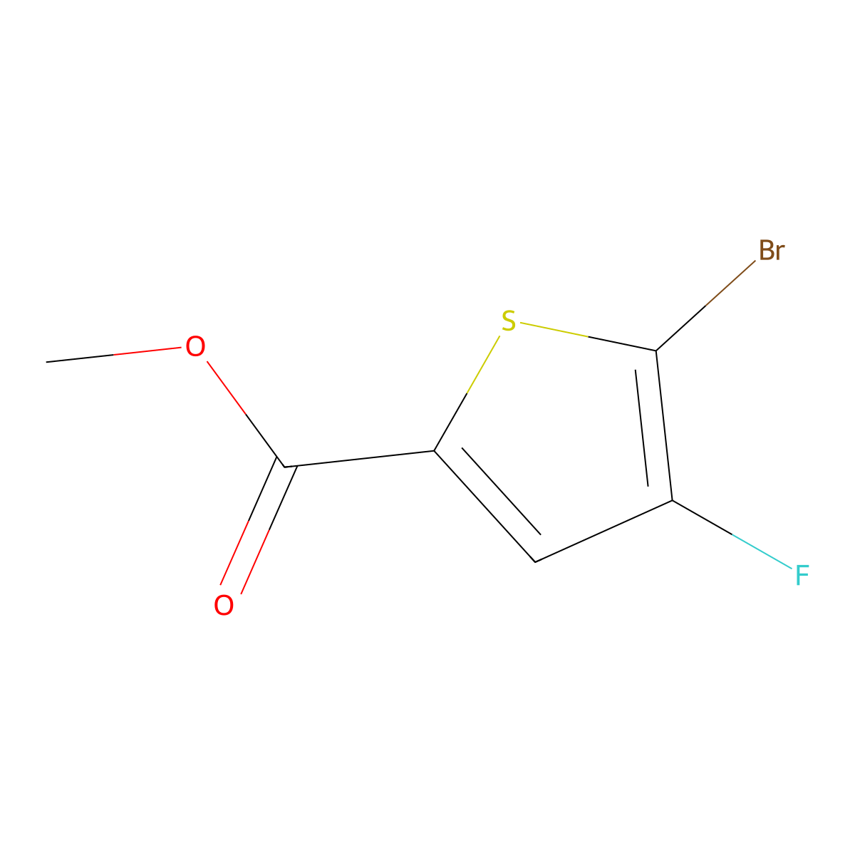 Methyl 5-bromo-4-fluorothiophene-2-carboxylate molecular structure, CAS 395664-59-2
